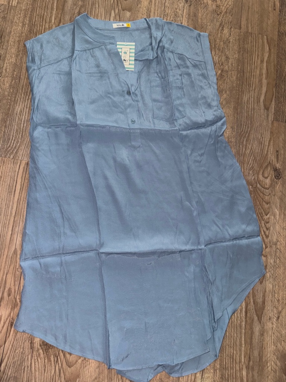Tulip B Baby Blue Sleeveless Henley Tunic